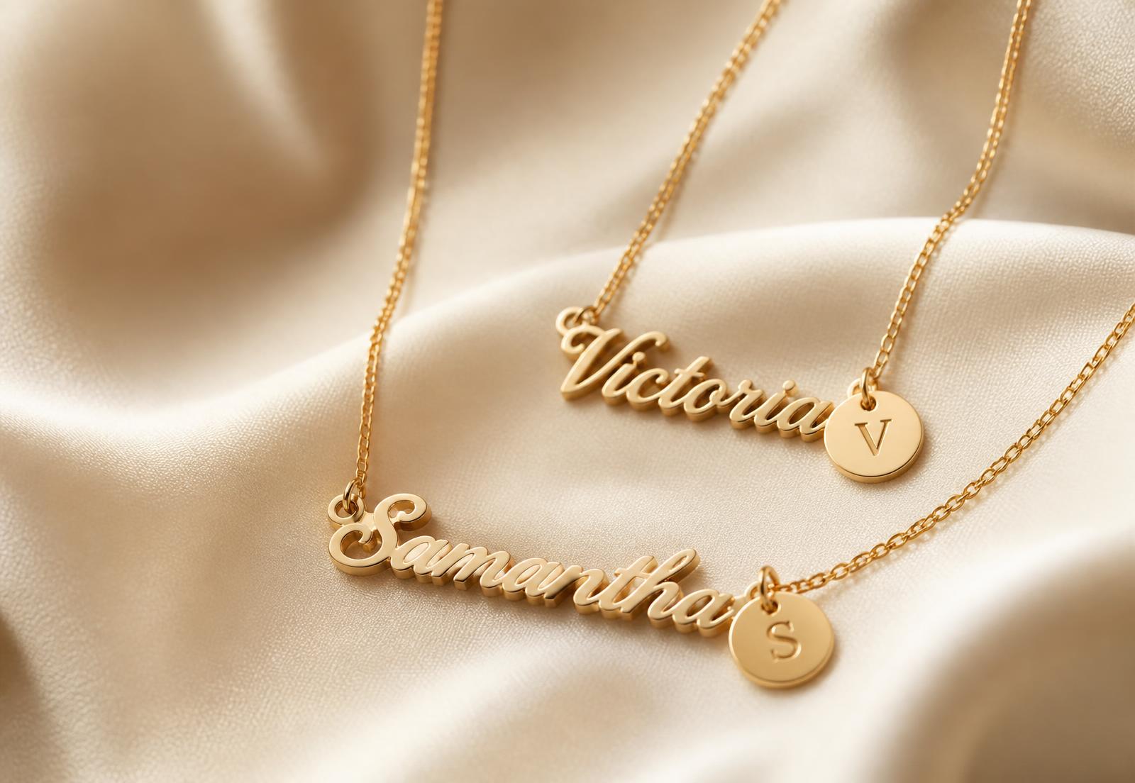Personalized gold name necklaces